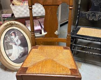 child/doll rush seat rocking chair