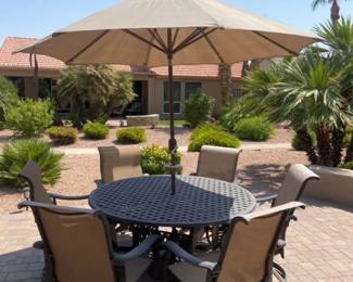 Umbrella Table With Six Chairs