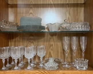 Champagne, Flutes Wine, Glasses, Plates, And Candy Dishes