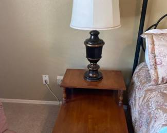 70s Style End Table And Metal Table Lamp
