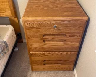 Wooden Two Drawer Locking File Cabinet
