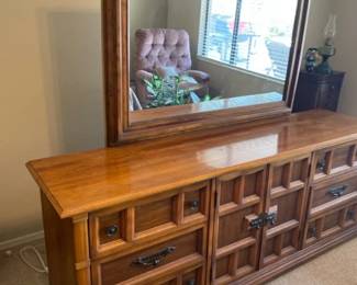 Rustic Rectangular Dresser With Framed Removable Mirror