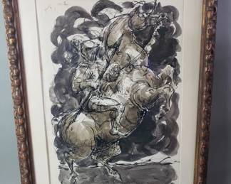 462 Lot 124 Signed Charles Burdick ink and ink wash on paper