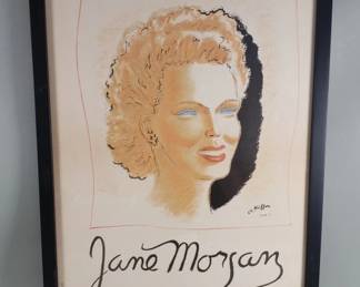 425 Lot 567 Charles Kiffer portrait of Jane Morgan lithograph