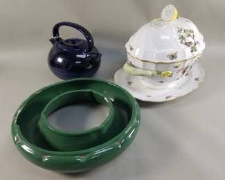 367 Lot 390 Group of porcelain soup tureen pottery teapot