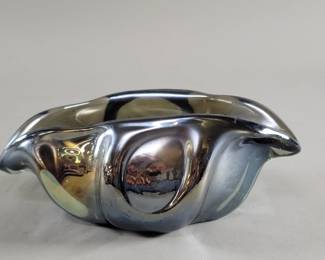 701 Lot 505 Vintage hand blown iridescent and smoky glass