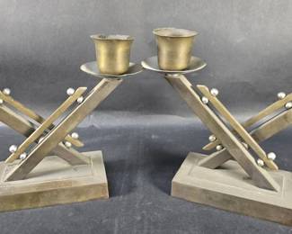 533 Lot 27 Vintage Modernist doublecandle holders