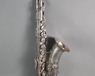 073 Lot 37 Antique American silver plated saxophone