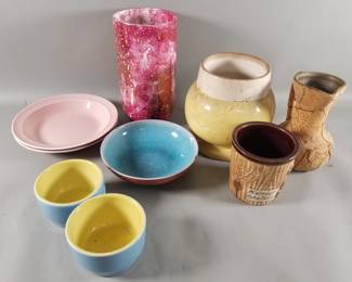 347 Lot 348 Group of vintage pottery vase pitcher mugs etc