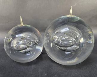 091 Lot 20 Pair of Barbini Murano glass candle prickets