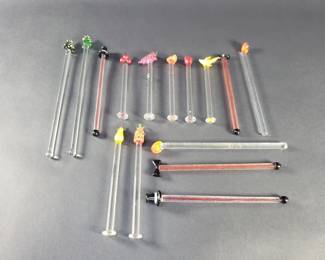 321 Lot 146 Collection of glass cocktail swizzle sticks f