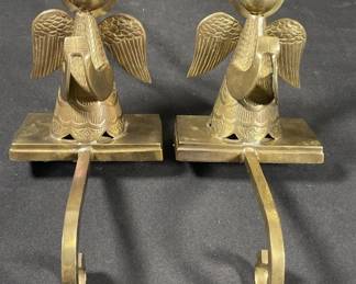348 Lot 349h Pair of brass angel stocking hangers