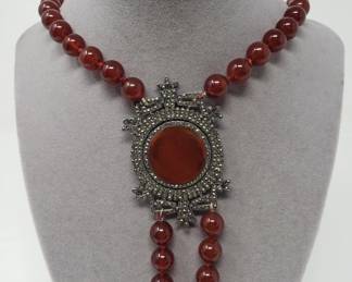 459 Lot 118 Vintage multistrand carnelian bead Art Deco style
