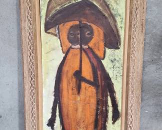 496 Lot 2 Vintage Mexican modernism style painting