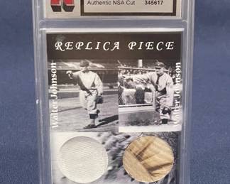 681 Lot 476h 1 1 Replica Walter Johnson bat and jersey card