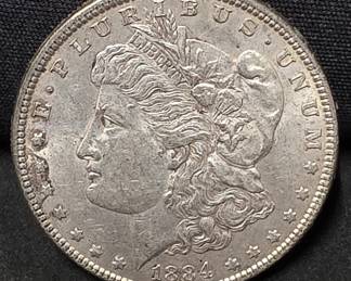 622 Lot 382 1884 Morgan silver dollar coin