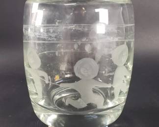 243 Lot 55 Vintage Holmegaard signed crystal etched vase