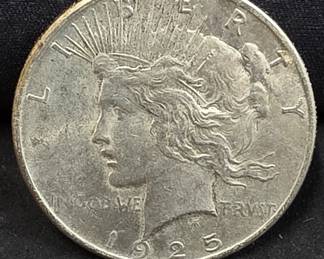 454 Lot 113 1925 Peace silver dollar coin