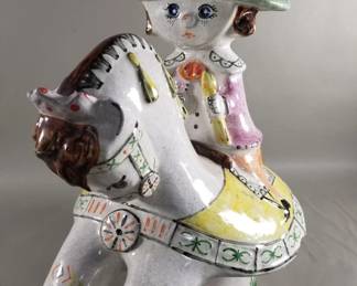 567 Lot 335 Vintage terracotta woman and horse figurine