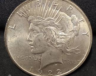 538 Lot 289 1922 Peace silver dollar coin