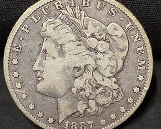 593 Lot 353 1887O Morgan silver dollar coin
