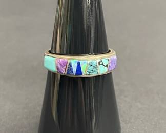 255 Lot 625h Vintage sterling silver turquoise and multicolor