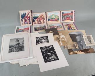 117 Lot 342 Group of watercolors engraving wood block