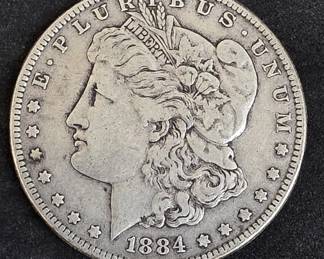 485 Lot 18 1884 Morgan silver dollar coin