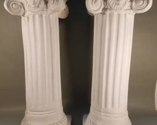 443 Lot 85 Pair of classical Ionic style plaster pillar