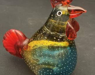 216 Lot 341h Murano style hand blown glass rooster