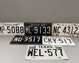 363 Lot 383 Group of six vintage Texas license plates