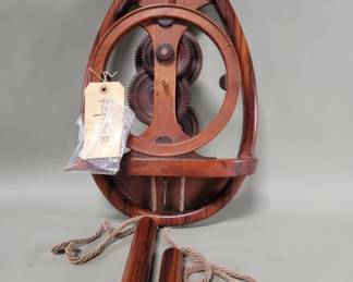 060 Lot 82 Vintage hand crafted walnut gear wall clock made