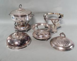 724 Lot 549 Silver plate chafing dish chafing dish stands etc