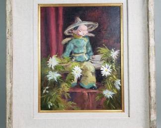 024 Lot 48 Signed Jack Hannah oil on canvas Flower Boy