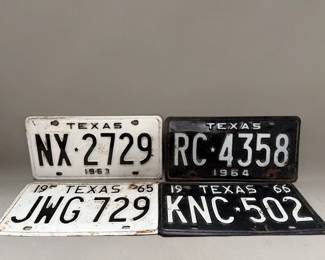 356 Lot 376 Group of four vintage Texas license plates