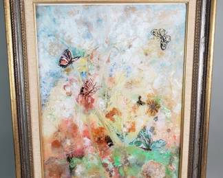 048 Lot 123 Vintage signed Murray Silsby mixed media painting