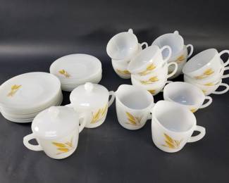 761 Lot 649 Fire King ovenware china set