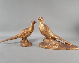 428 Lot 583 Pair of vintage signed gilt ceramic pheasant