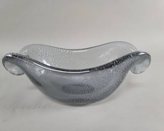 223 Lot 396 Mid century hand blown smoky gray art glass bowl