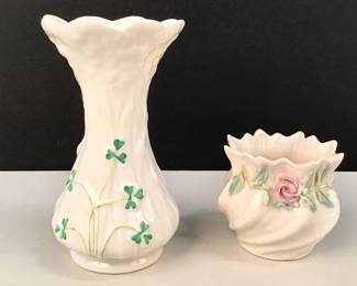 684 Lot 484 Two vintage Belleek Ireland porcelain
