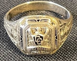 042 Lot 445h 10K gold and sterling silver high school ring