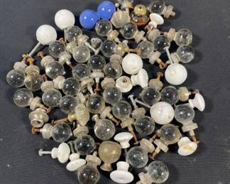 172 Lot 358h Large lot of glass and porcelain cabinet knobs