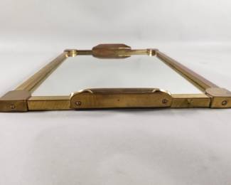 576 Lot 341 Hollywood Regency style brass mirrored vanity tray