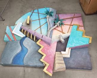 730 Lot 560 Large 2pc mixed media sculptural wall installation