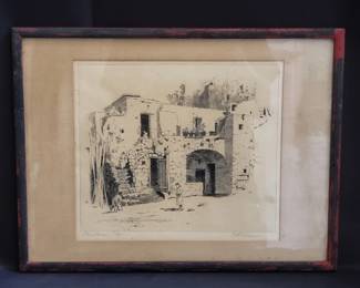 325 Lot 156 Harley D Nichiols Stone House etching