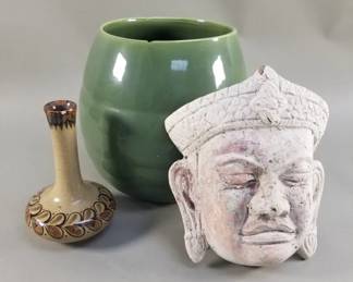 373 Lot 404 Group of Vintage pottery vase and wall pocket