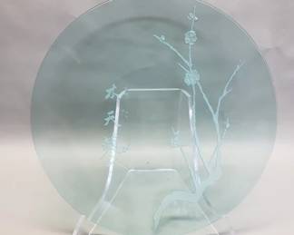 484 Lot 179 Large Asian etched glass decoration