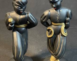 615 Lot 368h Midcentury handpainted ceramic Asian figurines