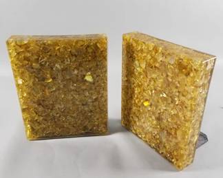 274 Lot 337 MidCentury modern fractal resin bookends