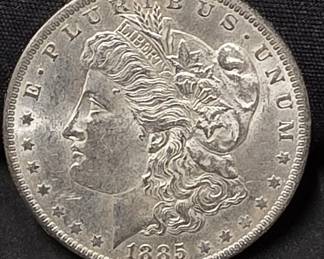 607 Lot 364 1885O Morgan silver dollar coin